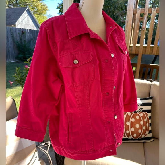 Chaps hot pink denim jacket - Picture 2 of 8